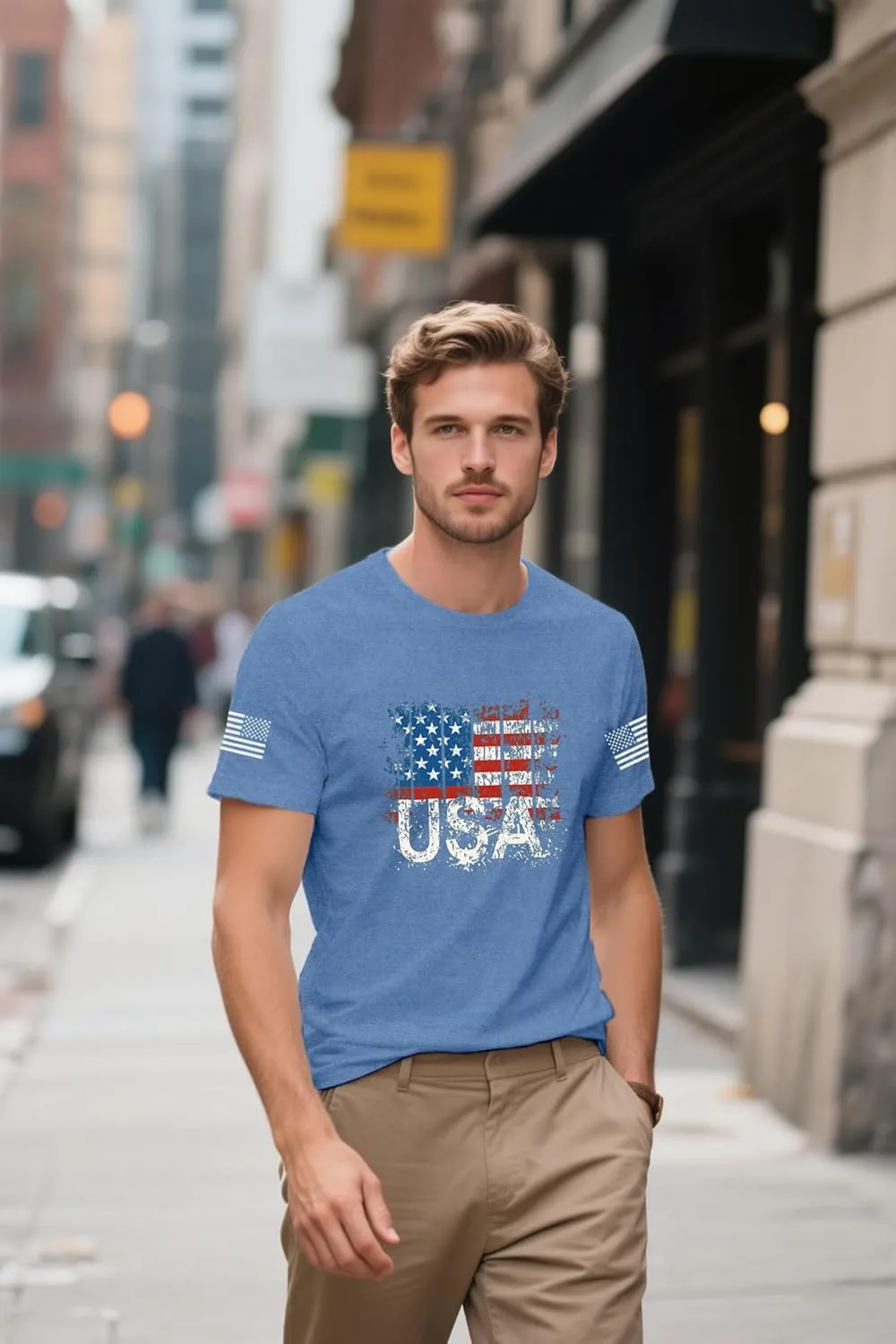 4th of July Shirts for Men American Flag T-Shirt USA Patriotic Tee Tops