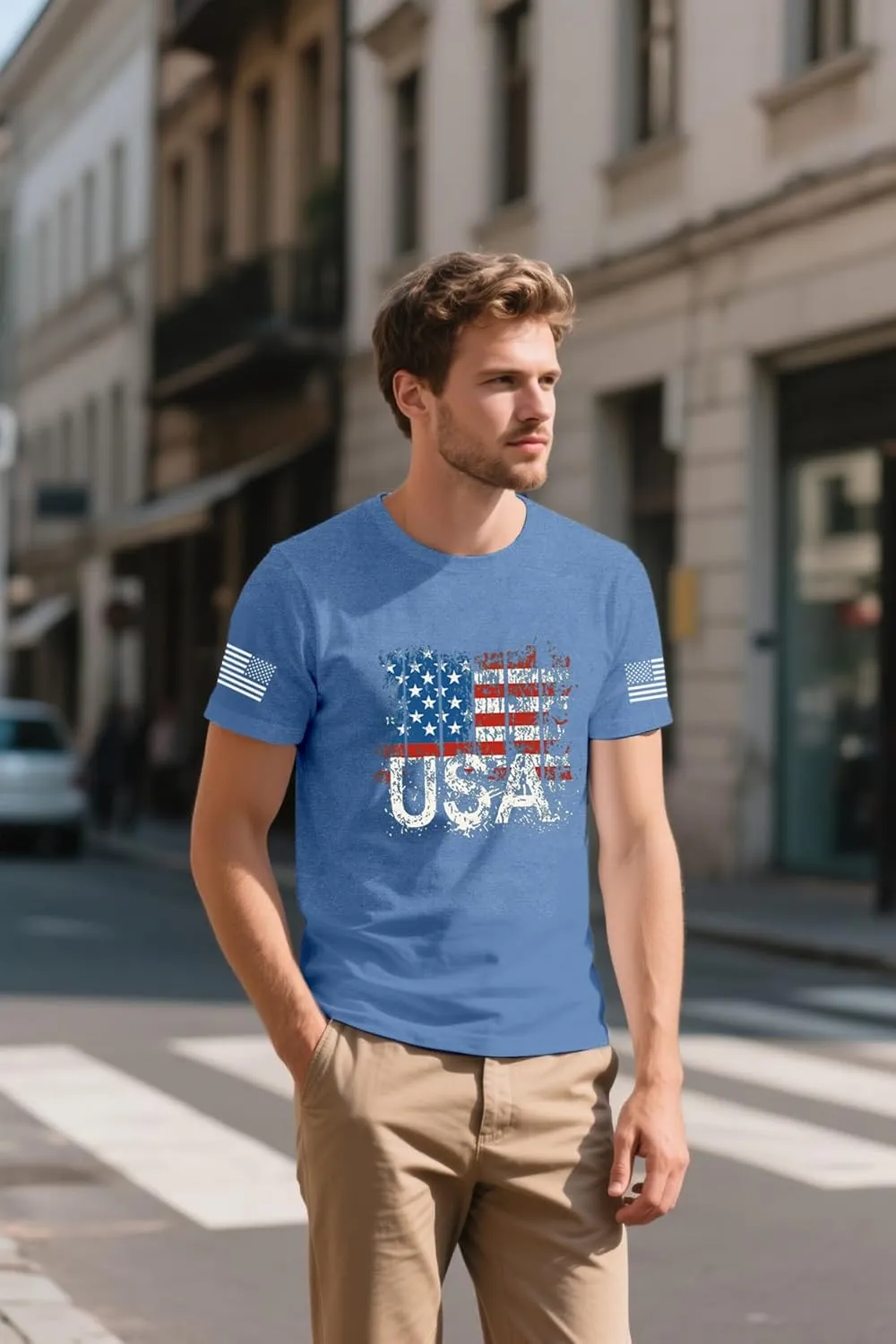 4th of July Shirts for Men American Flag T-Shirt USA Patriotic Tee Tops