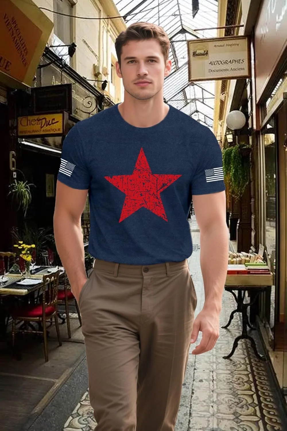 4th of July Shirts for Men American Flag T-Shirt USA Patriotic Tee Tops