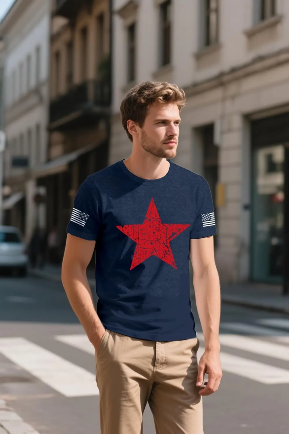 4th of July Shirts for Men American Flag T-Shirt USA Patriotic Tee Tops