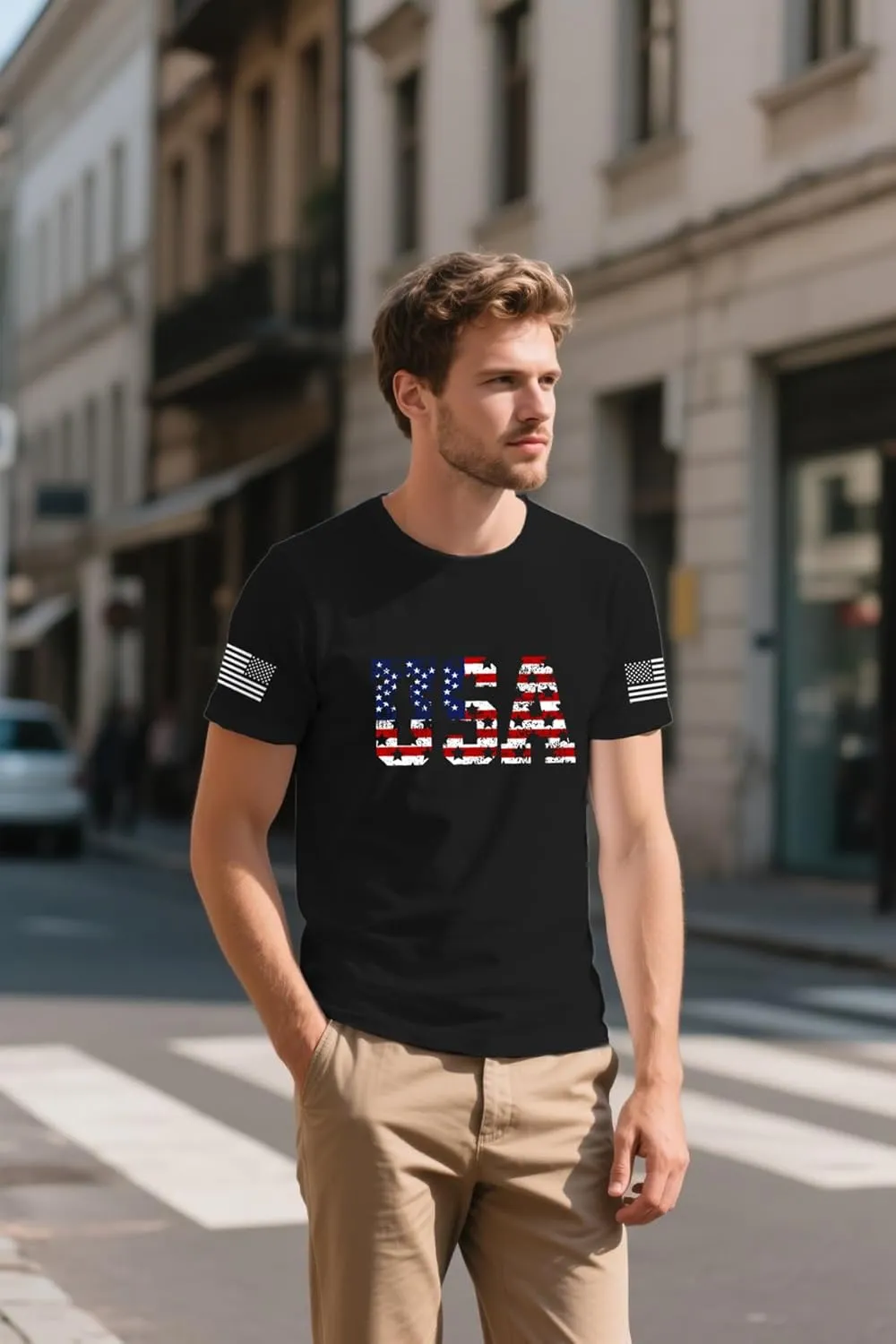 4th of July Shirts for Men American Flag T-Shirt USA Patriotic Tee Tops