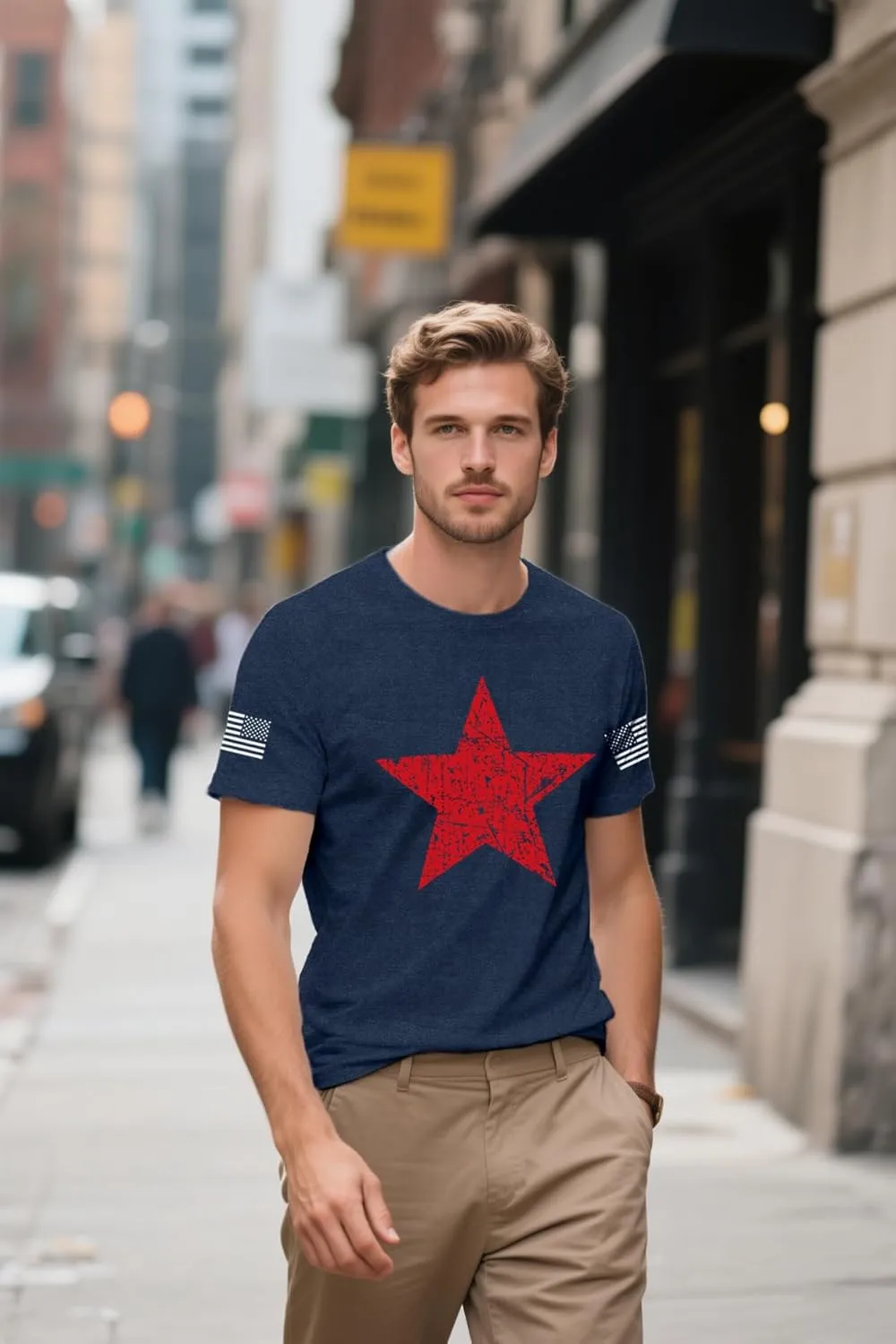 4th of July Shirts for Men American Flag T-Shirt USA Patriotic Tee Tops