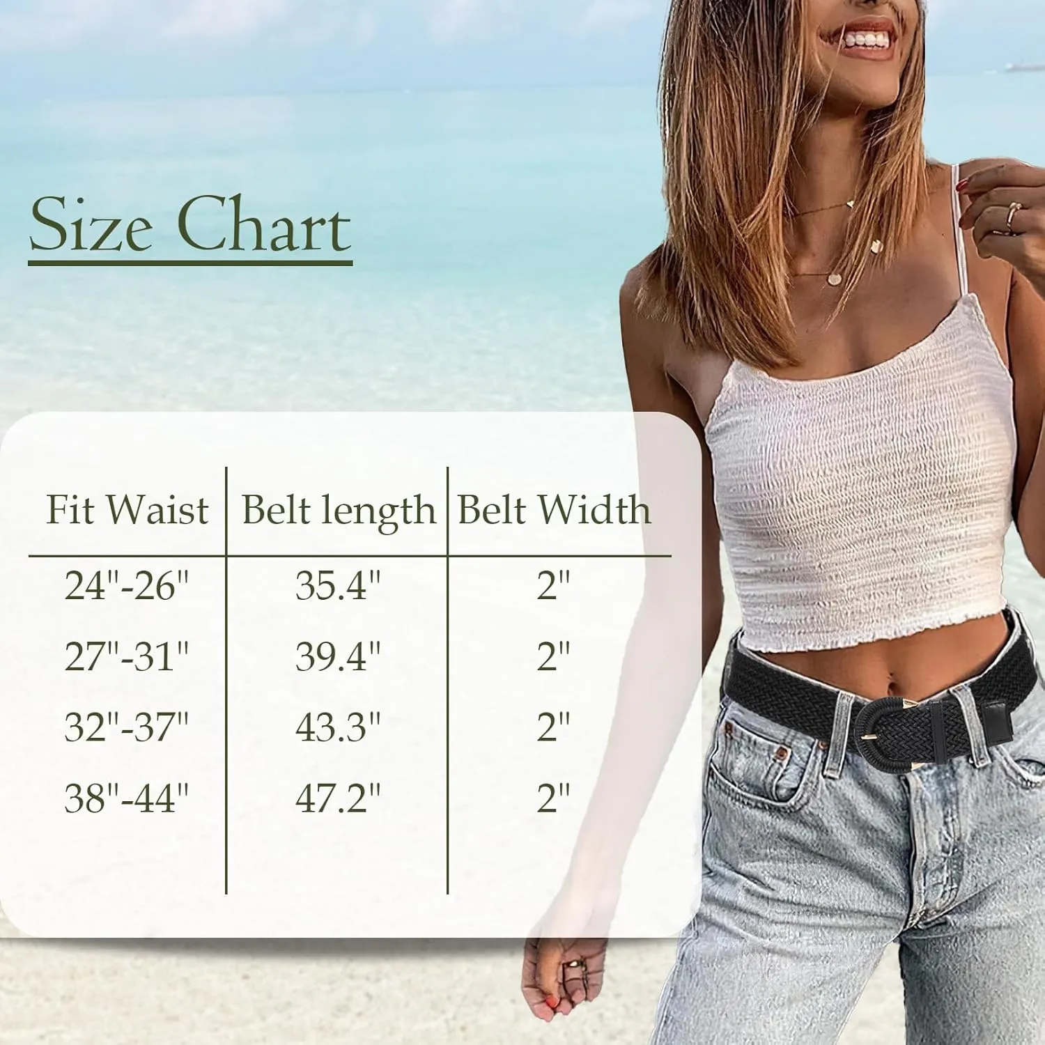 Braided Belt for Women Dress Summer Ladies Woven Wide Boho Belt for Jeans