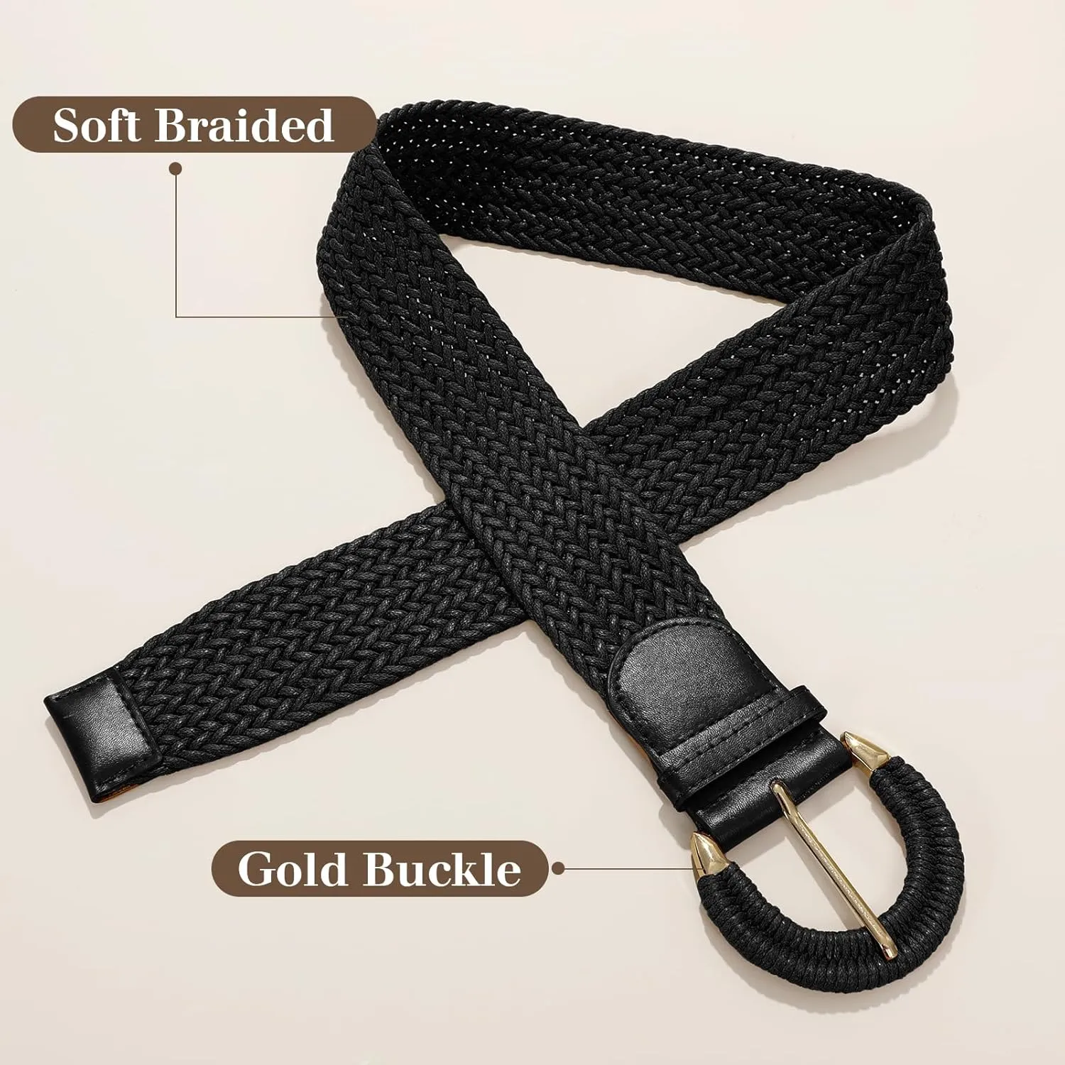 Braided Belt for Women Dress Summer Ladies Woven Wide Boho Belt for Jeans
