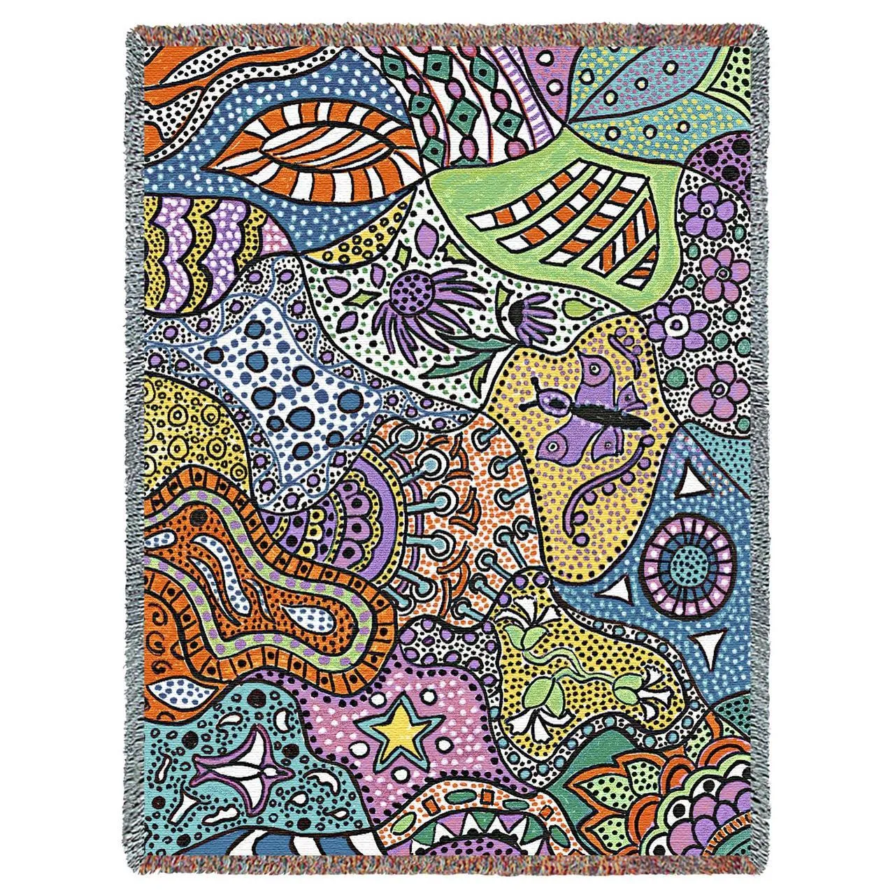 Floral Lace Woven Cotton Throw by Helen Kiebzak©