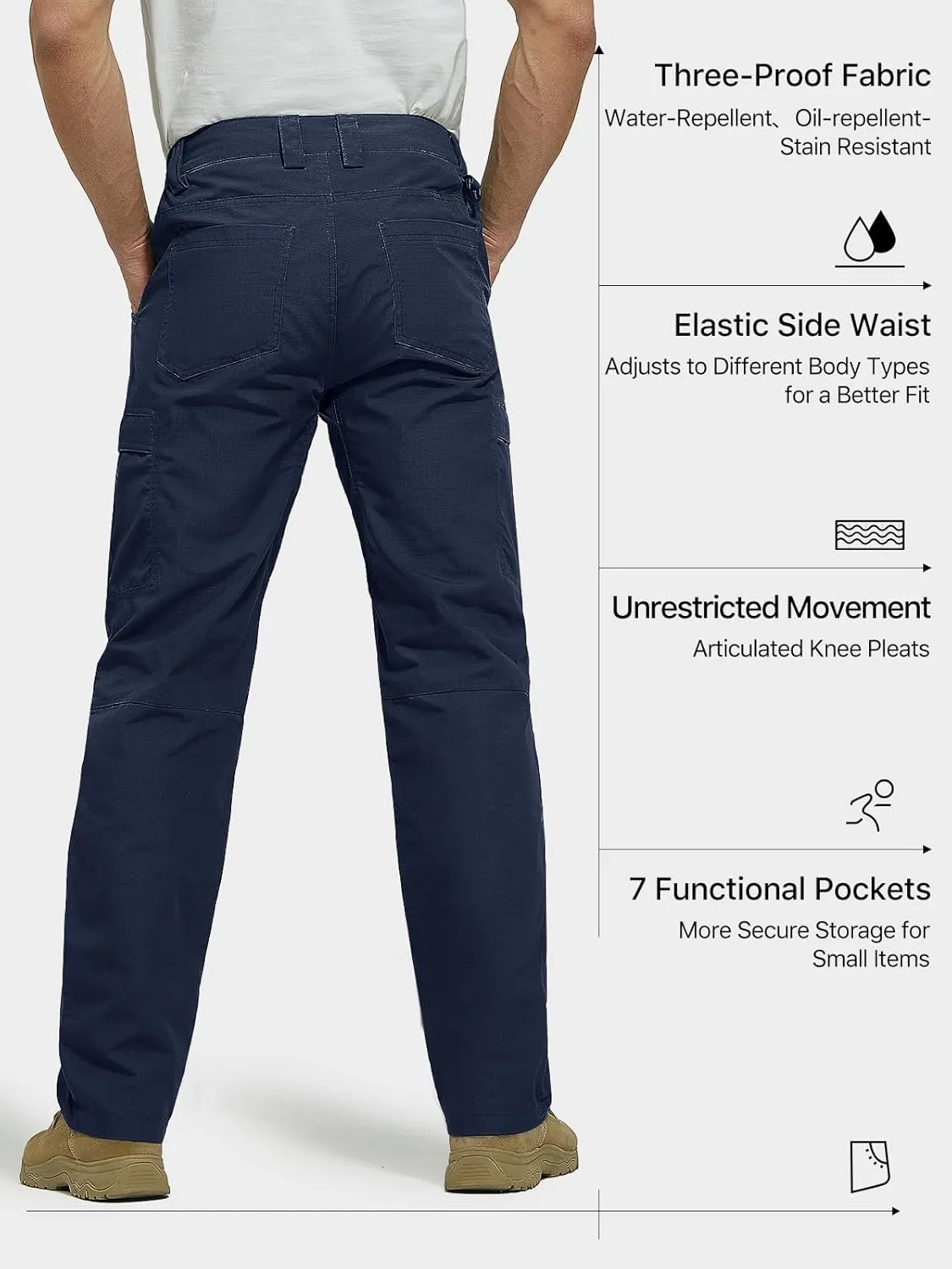 FREE SOLDIER Men's Cargo Pants Water Resistant Ripstop Tactical Pants for Men Work Pants Lightweight Outdoor Hiking Pants Men