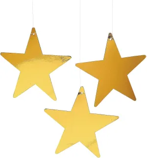 Fun Express 9" Gold Cardboard Star Decoration (12pc) for Party - Party Decor - Wall Decor - Cutouts - Party - VBS Vacation Bible School Supplies/Decor - 12 Pieces