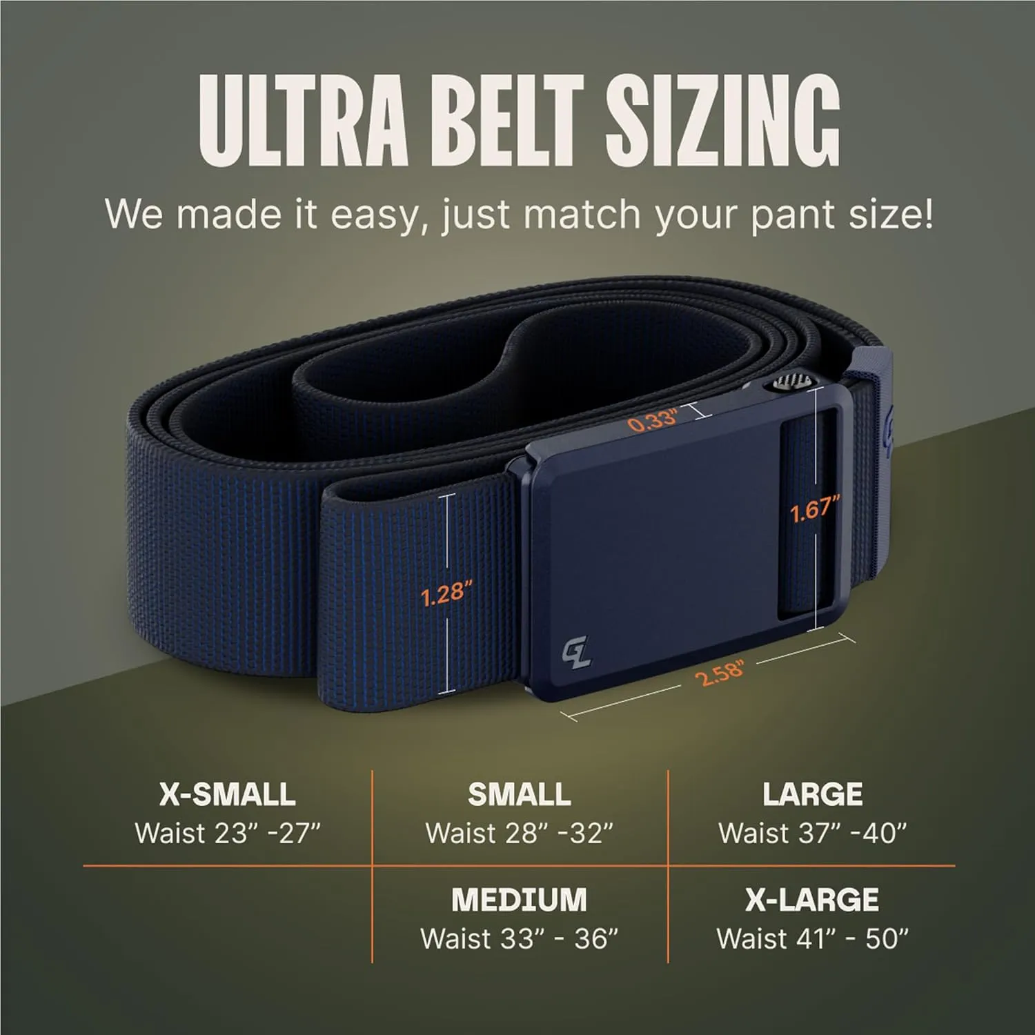 Groove Life Groove Belt Ultra - Men's Stretch Nylon Belt with Magnetic Polymer Buckle, Lightweight, Machine Washable