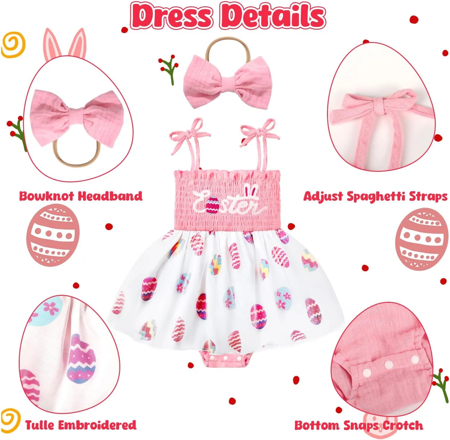 HONGTEYA Baby Girl 1st Birthday Outfit Girl First Birthday Clothes One Year Old Gifts Lace Romper Tulle Summer Newborn Dress