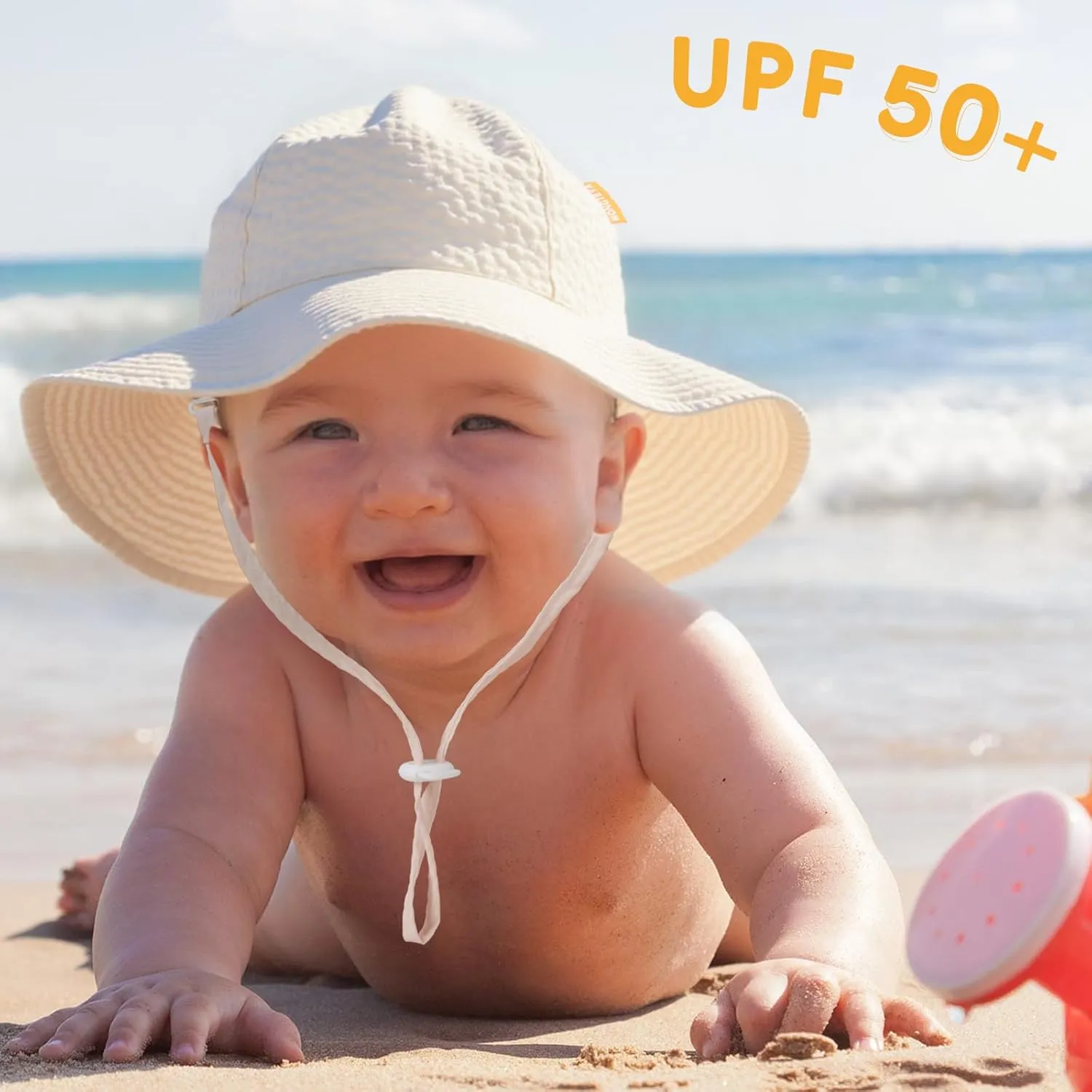 HONGTEYA Baby Sun Hat Toddler Girl Beach Hat Adjustable Outdoor Summer Hat UPF 50  Sun Protection Wide Brim Infant Kids