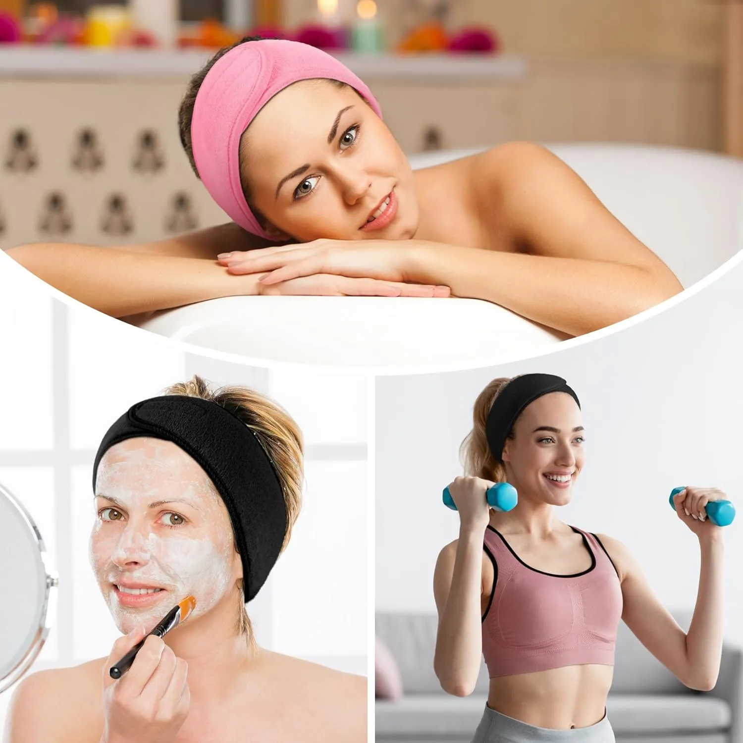 LADES Spa Facial Headband for Women | Adjustable Velcro, Soft Terry Cloth, Washable, Comfortable, Perfect for Makeup, Facials & Sleeping