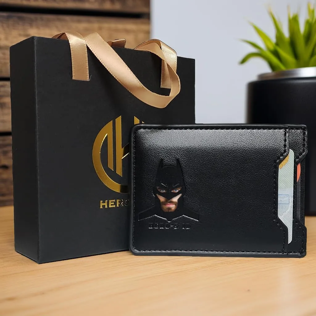 Leather Bat Wallet for Men Personalized Gift for Husband Unique Birthday Holiday Gift for Him Best for Anniversary and Christmas Gift for father's day for Dad, Husband, Boyfriend