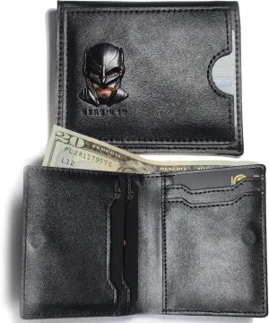 Leather Bat Wallet for Men Valentines day gift for him Personalized Gift for Husband Unique Birthday Holiday Gifts Best for Anniversary | Hero ID with 3D Metalic Superhero Mask (Bifold - 3D Mask)