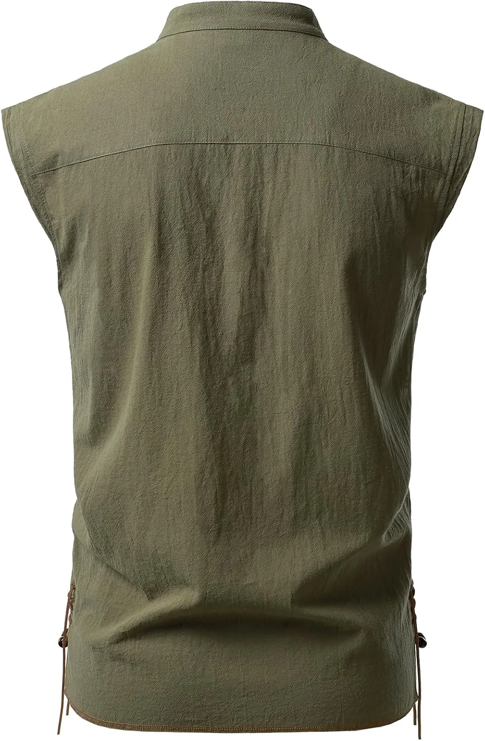 Men's Retro Pure Cotton Lace Up Sleeveless Shirts for Pirate Renaissance Medieval Viking Costume