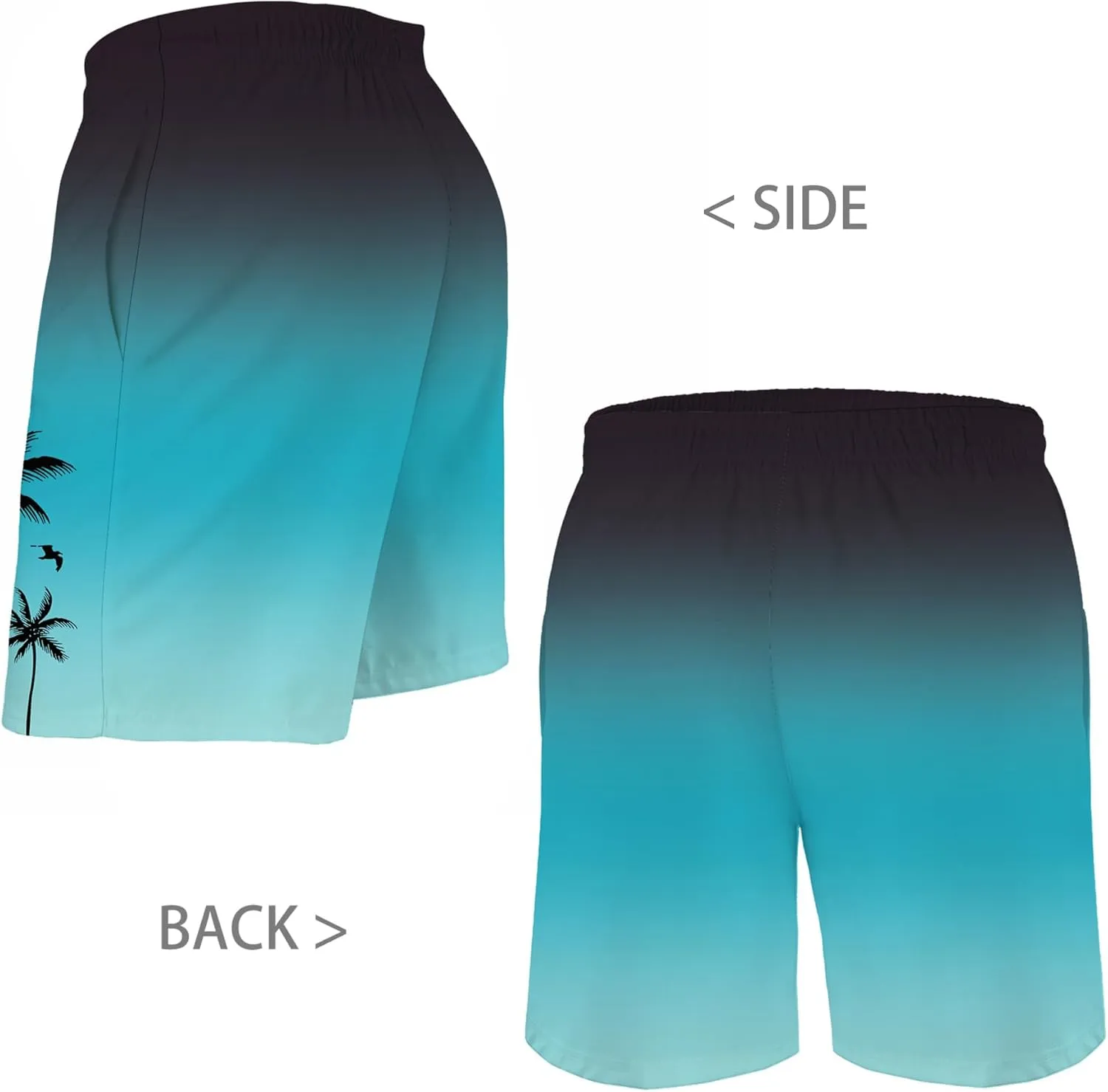 Men's Swim Trunks Hawaiian Bathing Mesh Lining Suit Swimsuits Beach Shorts with Pockets