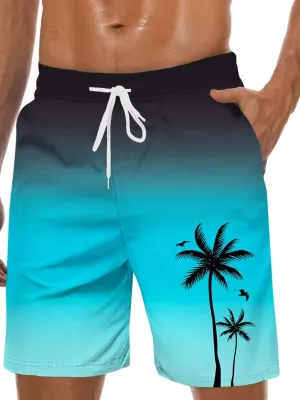 Men's Swim Trunks Hawaiian Bathing Mesh Lining Suit Swimsuits Beach Shorts with Pockets
