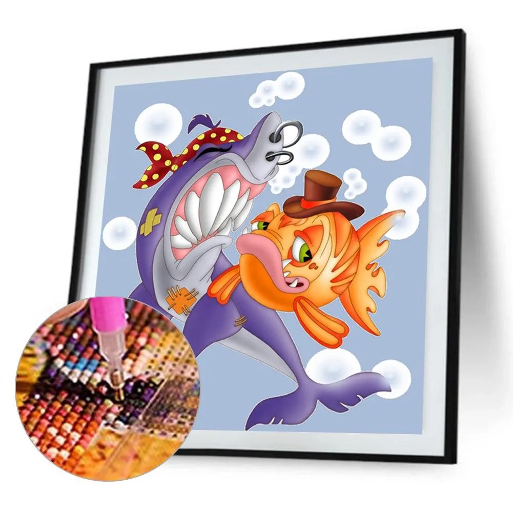 Needlework Cartoon Fish - Full Round Diamond - 30x30CM