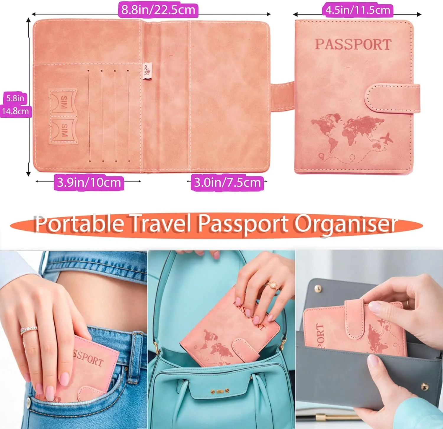 Passport Holder for Travel Essentials, 2 Pack Rfid Passport Cover for Women Men