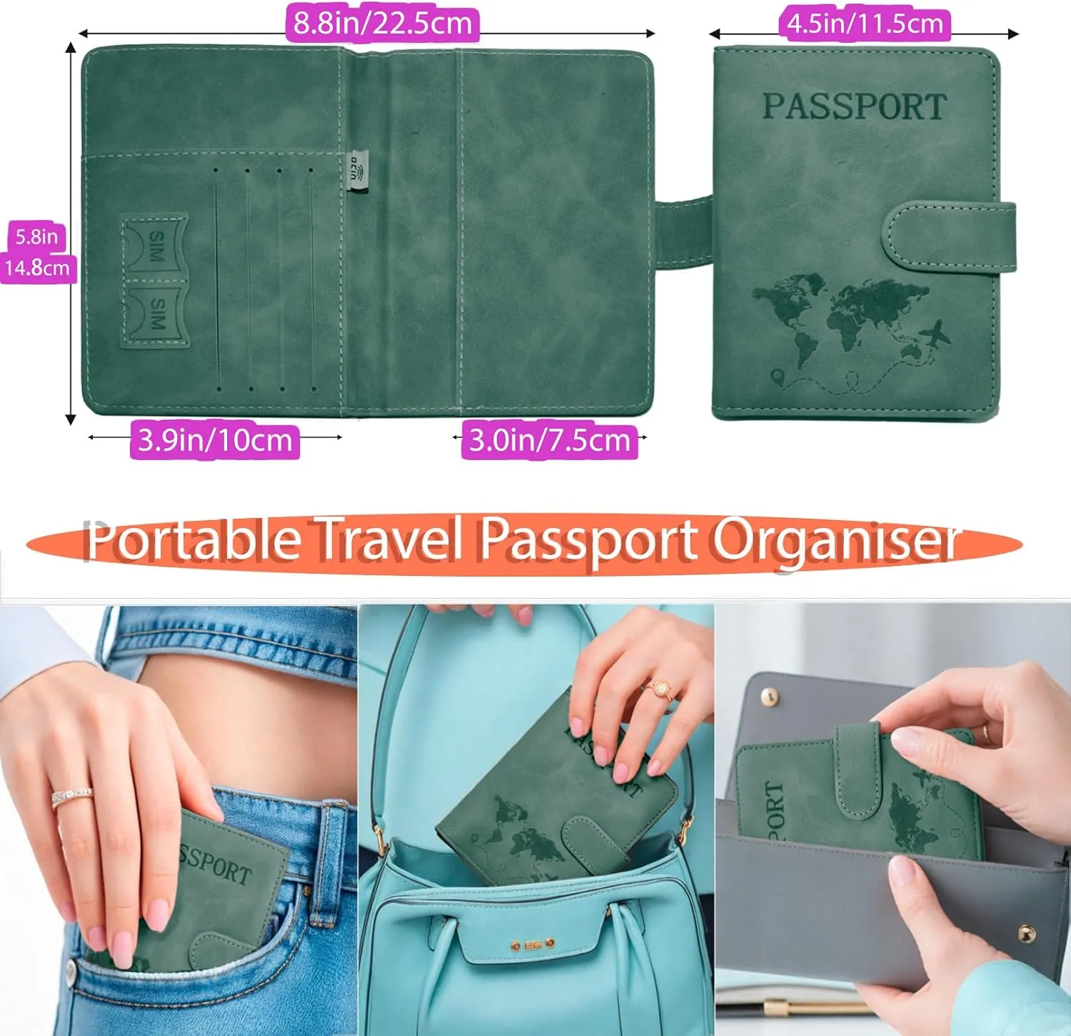 Passport Holder for Travel Essentials, 2 Pack Rfid Passport Cover for Women Men