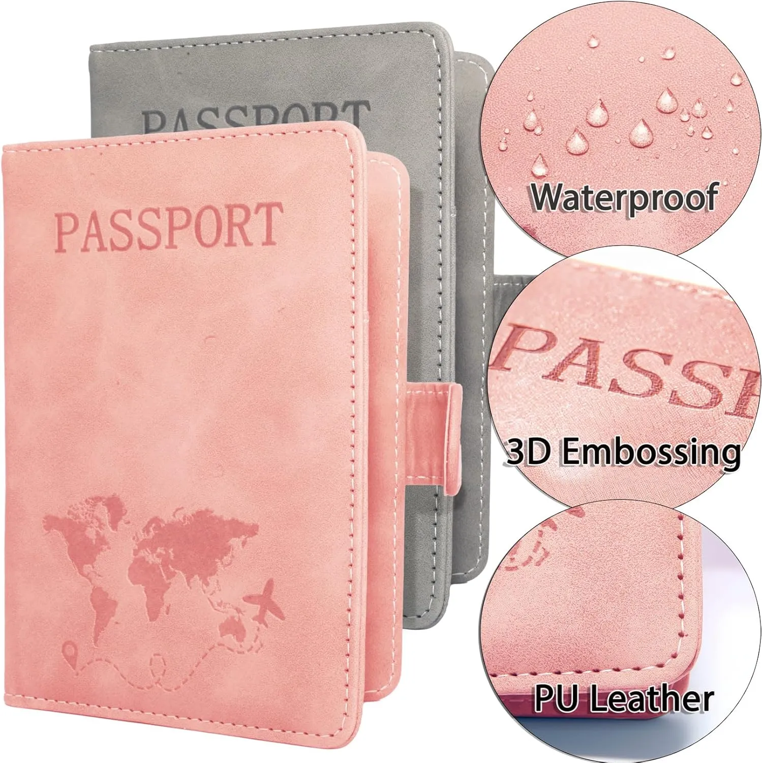 Passport Holder for Travel Essentials, 2 Pack Rfid Passport Cover for Women Men