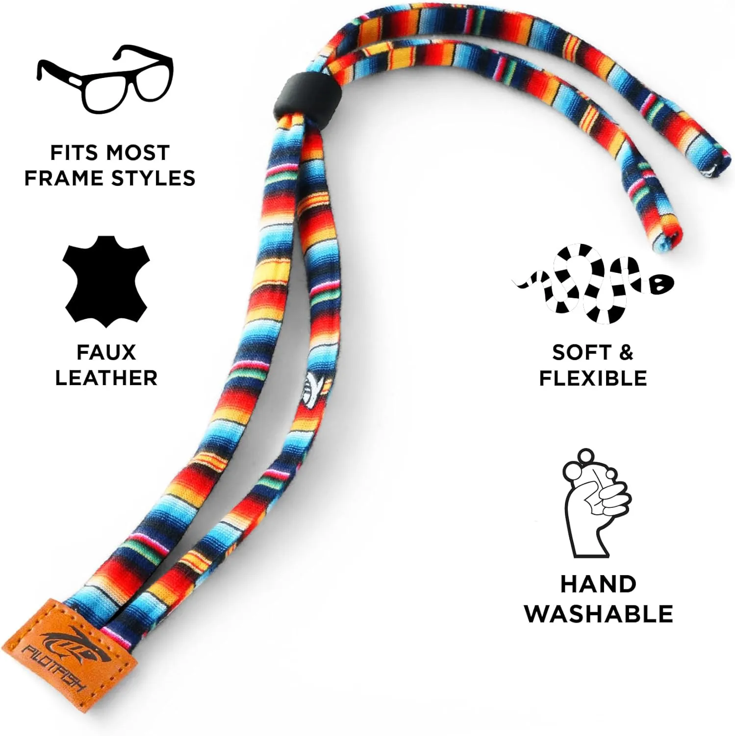 Pilotfish Premium Cotton Eyewear Retainer Sunglass Strap - Multiple Design Options - Soft & Durable Sunglass Holder