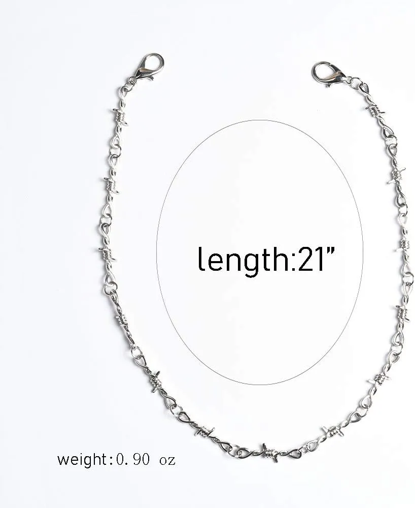 Punk Gothic Thorns Metal Barbed Wire Chain Necklace Bracelet Silver Jewelry for Men Women
