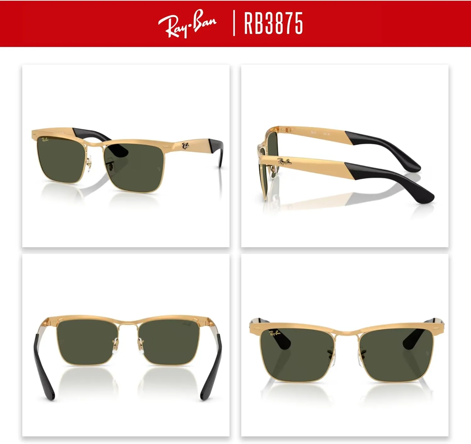 Ray-Ban RB3875 Wayfarer Deluxe Square Sunglasses For Men For Women   BUNDLE With Designer iWear Complimentary Eyewear Kit