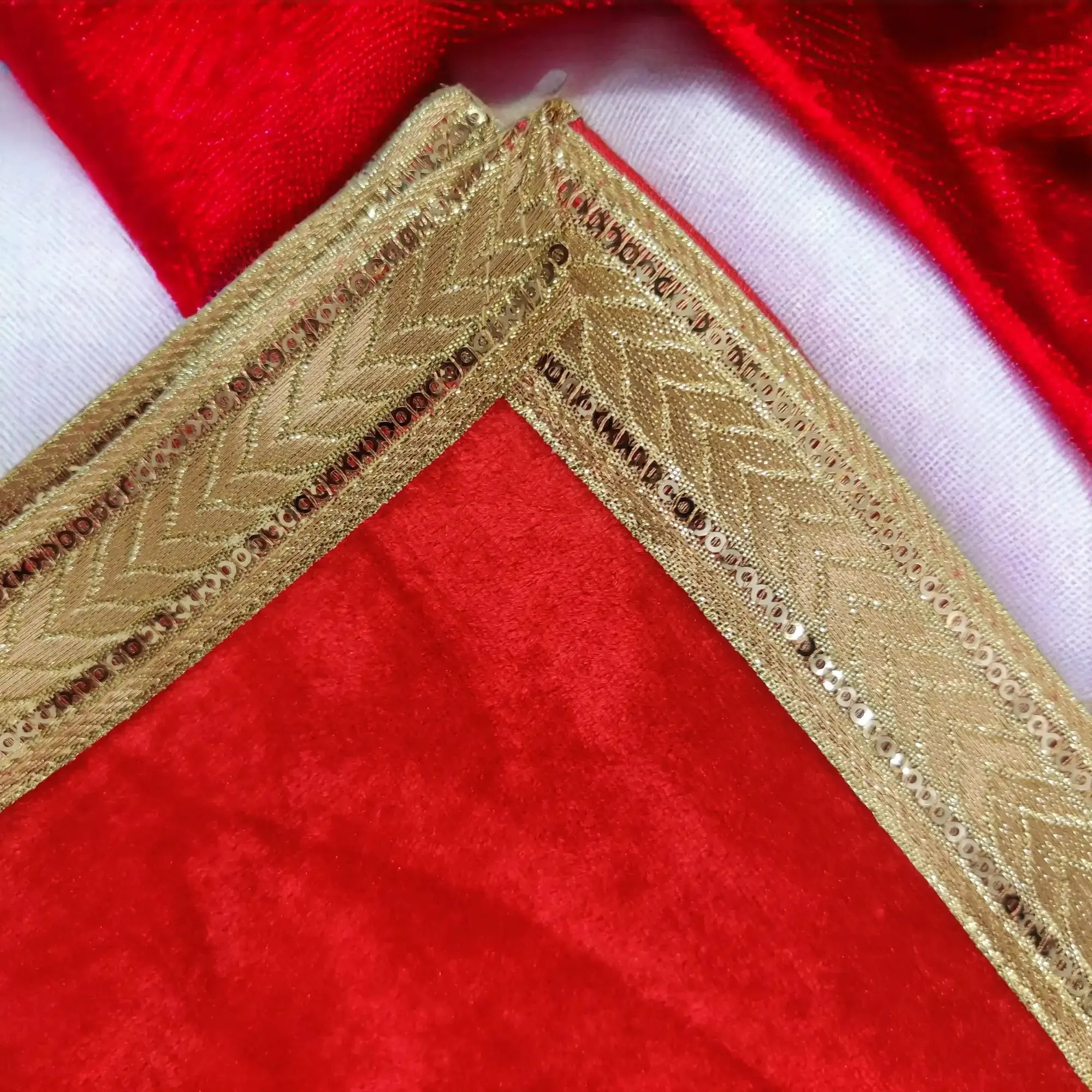 Red Velvet Cloth For Pooja Decoration