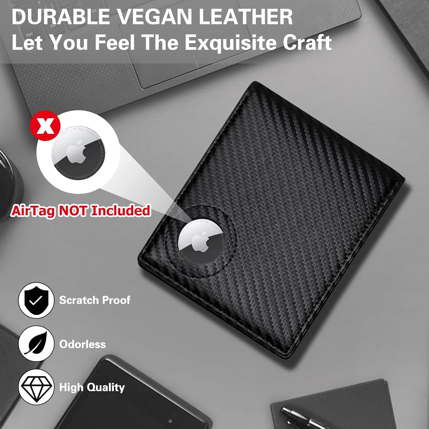 Slim Leather Wallet for Men Airtag Hidden, Large Bifold Mens Wallet RFID Blocking with ID Windows, Credit Card Holder for Men Wallet