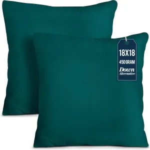 Utopia Bedding Throw Pillows Insert (Pack of 2, Dark Teal) - 18 x 18 Inches Bed and Couch Pillows - Indoor Decorative Pillow