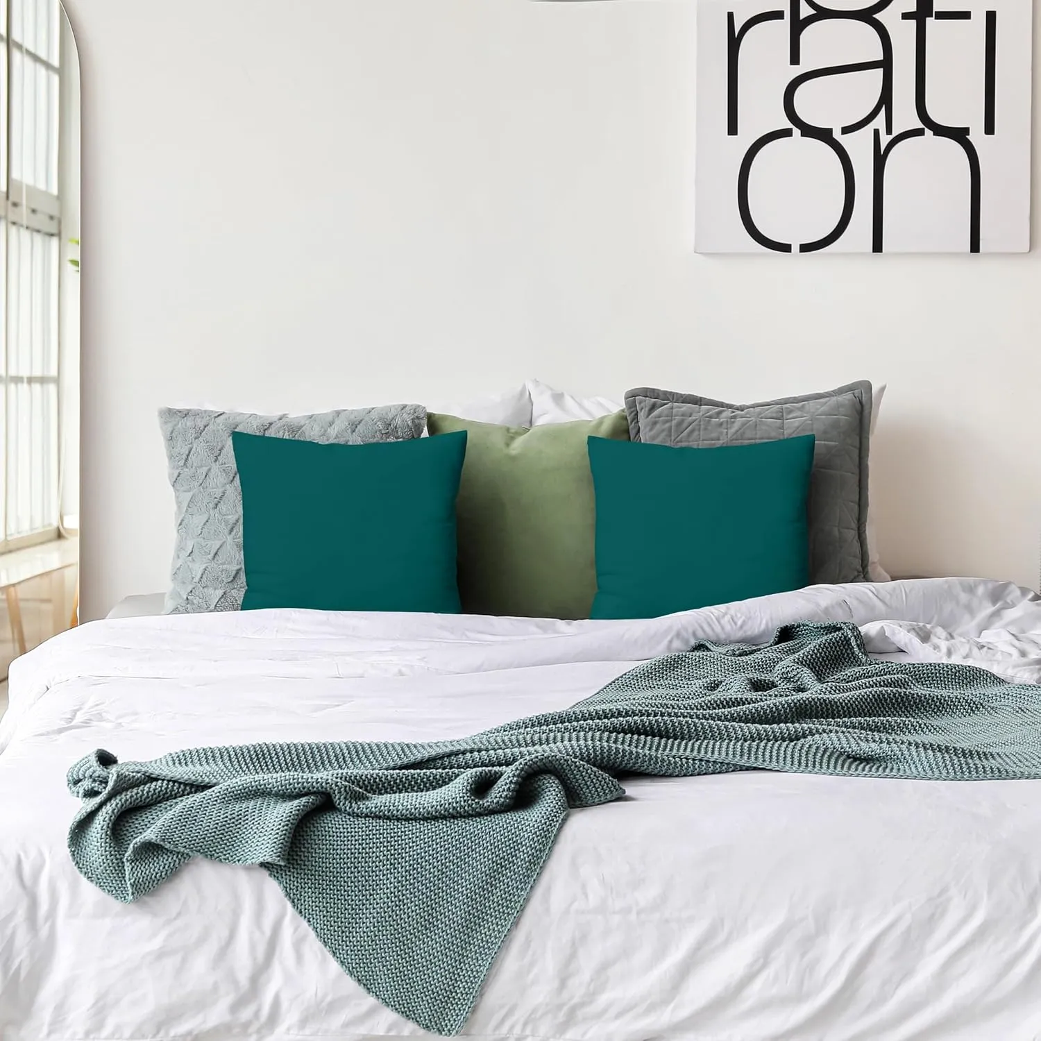 Utopia Bedding Throw Pillows Insert (Pack of 2, Dark Teal) - 18 x 18 Inches Bed and Couch Pillows - Indoor Decorative Pillow